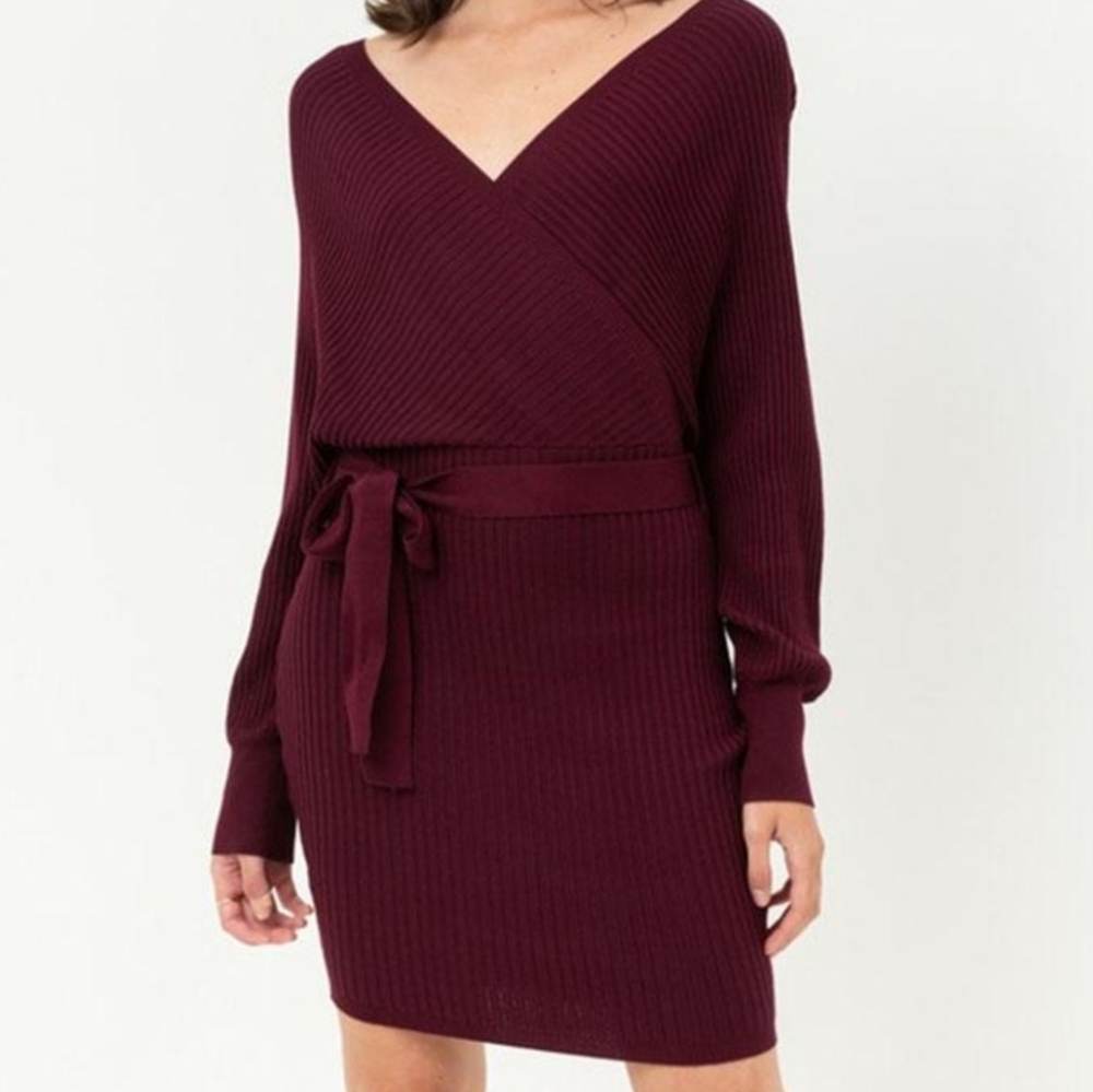 Love Tree Wrapped Sweater Dress